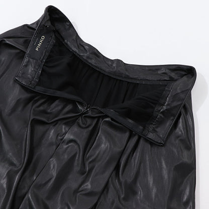 PINKO ブラック レザー風 ロングスカート 1G16ES-Y7CD