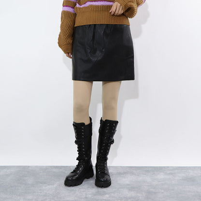 PINKO  ミニスカート   ブラック レザー風 合皮 ミニミニスカート 1G16ET-7105