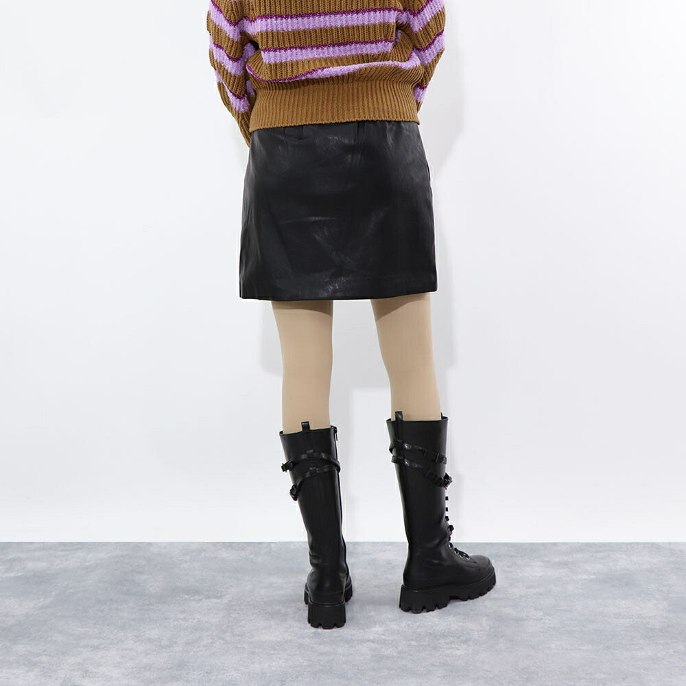 PINKO  ミニスカート   ブラック レザー風 合皮 ミニミニスカート 1G16ET-7105