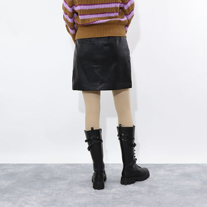 PINKO  ミニスカート   ブラック レザー風 合皮 ミニミニスカート 1G16ET-7105