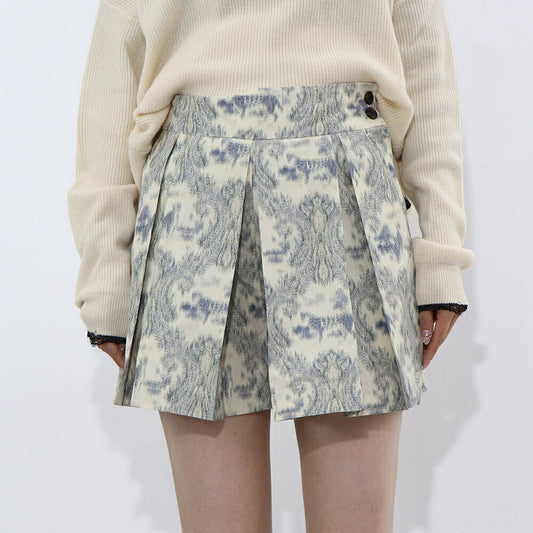 PINKO  ショートパンツ   ベージュ 柄 ショート丈 プリーツ 1G170E-Y7SL