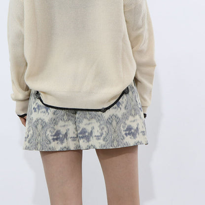 PINKO  ショートパンツ   ベージュ 柄 ショート丈 プリーツ 1G170E-Y7SL