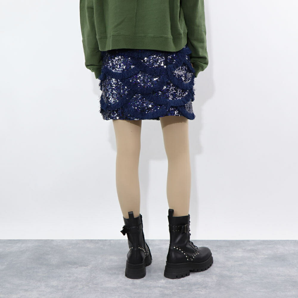 PINKO  ミニスカート   ネイビー ミニミニスカート スパンコール フリンジ 1G173C-Y7SB