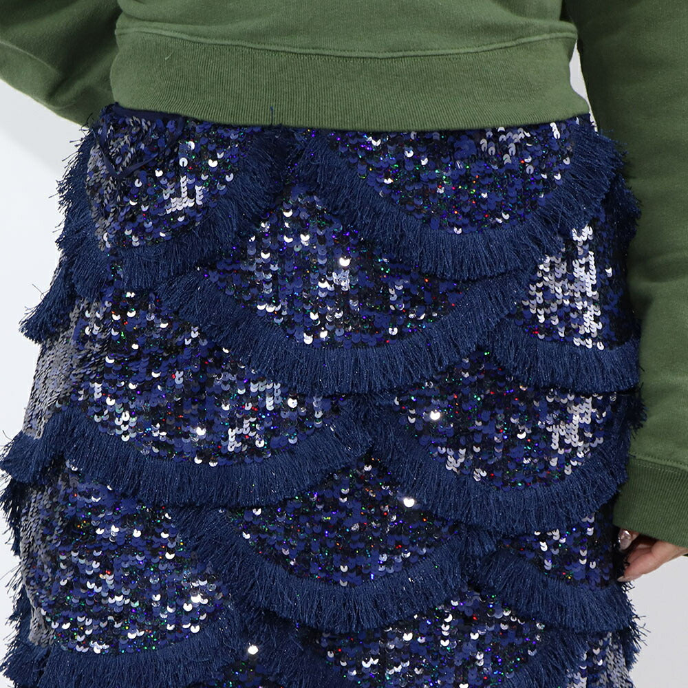 PINKO  ミニスカート   ネイビー ミニミニスカート スパンコール フリンジ 1G173C-Y7SB