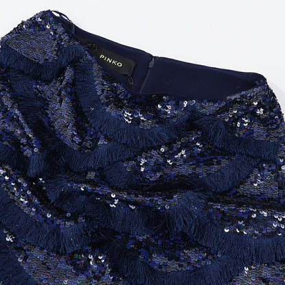 PINKO  ミニスカート   ネイビー ミニミニスカート スパンコール フリンジ 1G173C-Y7SB