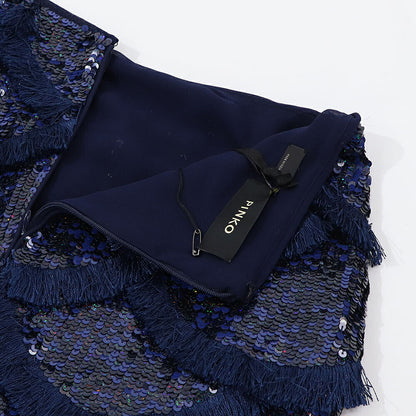 PINKO  ミニスカート   ネイビー ミニミニスカート スパンコール フリンジ 1G173C-Y7SB