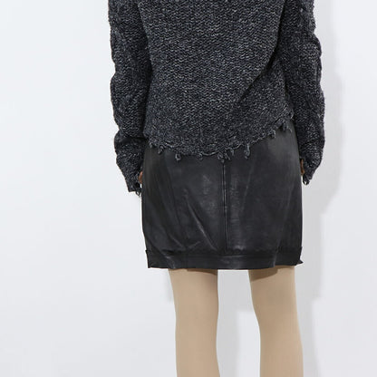 PINKO スカート ブラック 本革 カットワーク 1G175J-Y837