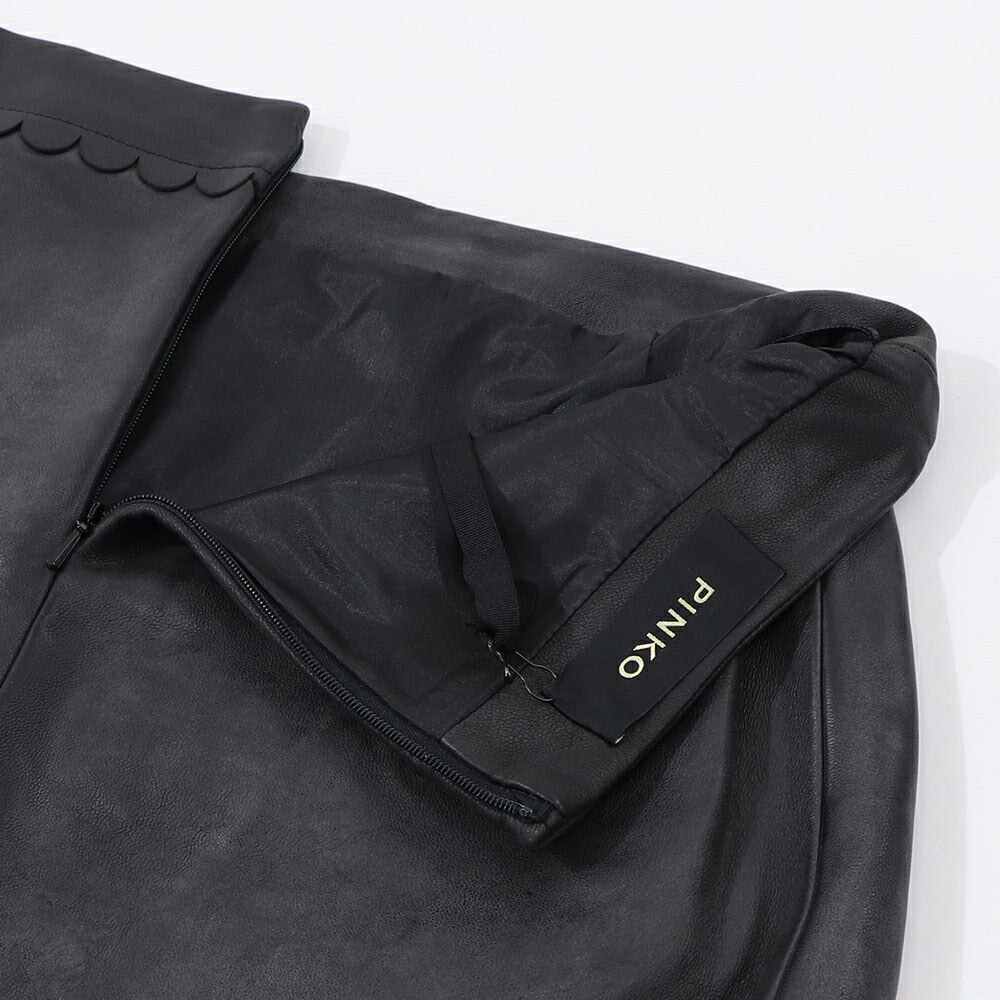 PINKO スカート ブラック 本革 カットワーク 1G175J-Y837
