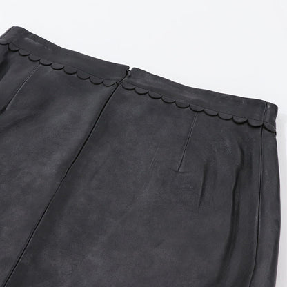 PINKO スカート ブラック 本革 カットワーク 1G175J-Y837