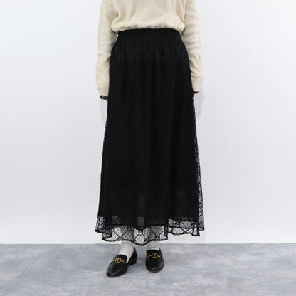 PINKO  ロングスカート   ブラック レース ロングロングスカート 1G1790-Y7RU