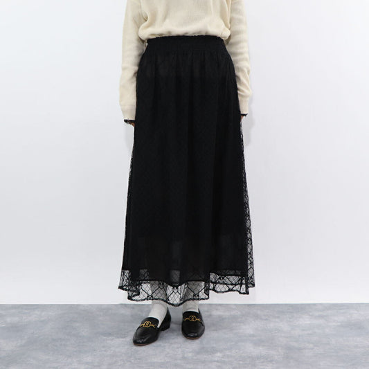 PINKO  ロングスカート   ブラック レース ロングロングスカート 1G1790-Y7RU