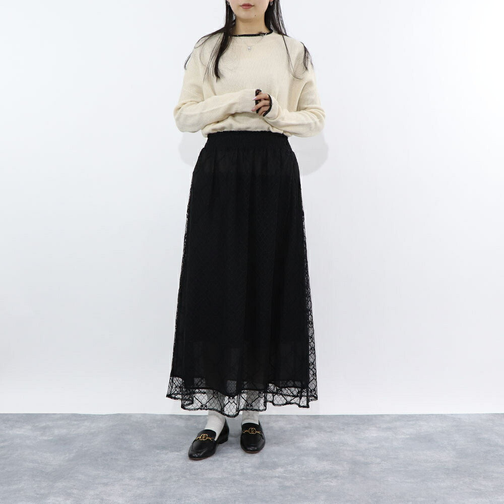 PINKO  ロングスカート   ブラック レース ロングロングスカート 1G1790-Y7RU