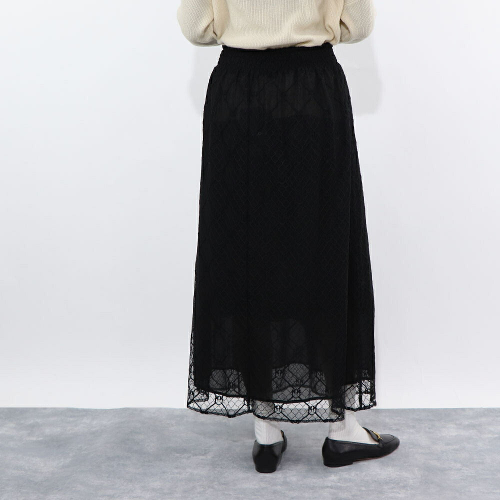 PINKO  ロングスカート   ブラック レース ロングロングスカート 1G1790-Y7RU