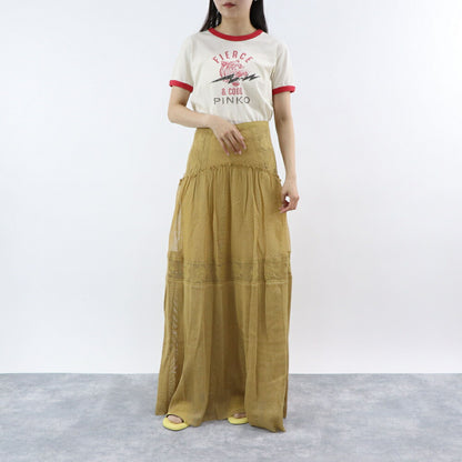 PINKO イエロー マキシスカート ロングスカート メッシュ 1G17HE-Y7UZ