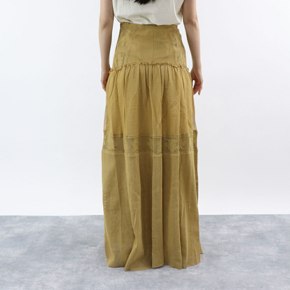 PINKO イエロー マキシスカート ロングスカート メッシュ 1G17HE-Y7UZ