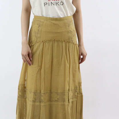 PINKO イエロー マキシスカート ロングスカート メッシュ 1G17HE-Y7UZ