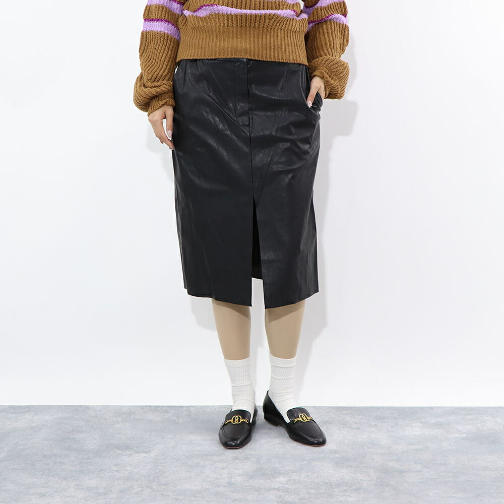 PINKO スカート ブラック ミディアム丈 レザー風 合皮 1G18K7-7105