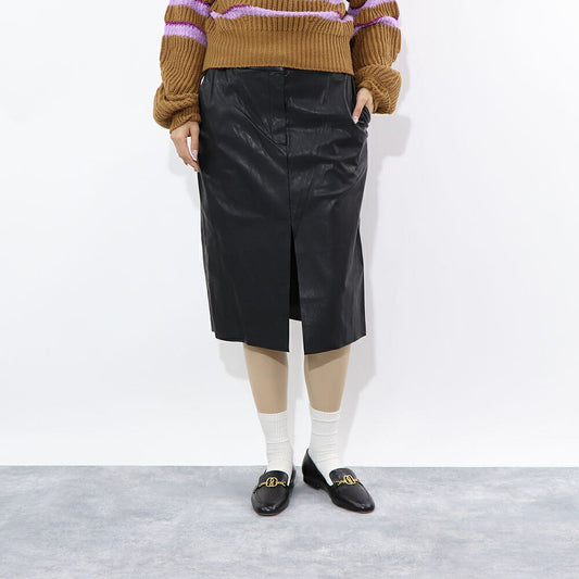 PINKO スカート ブラック ミディアム丈 レザー風 合皮 1G18K7-7105