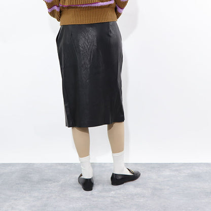 PINKO スカート ブラック ミディアム丈 レザー風 合皮 1G18K7-7105