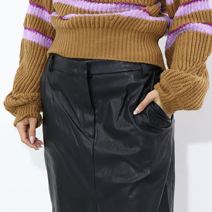 PINKO スカート ブラック ミディアム丈 レザー風 合皮 1G18K7-7105