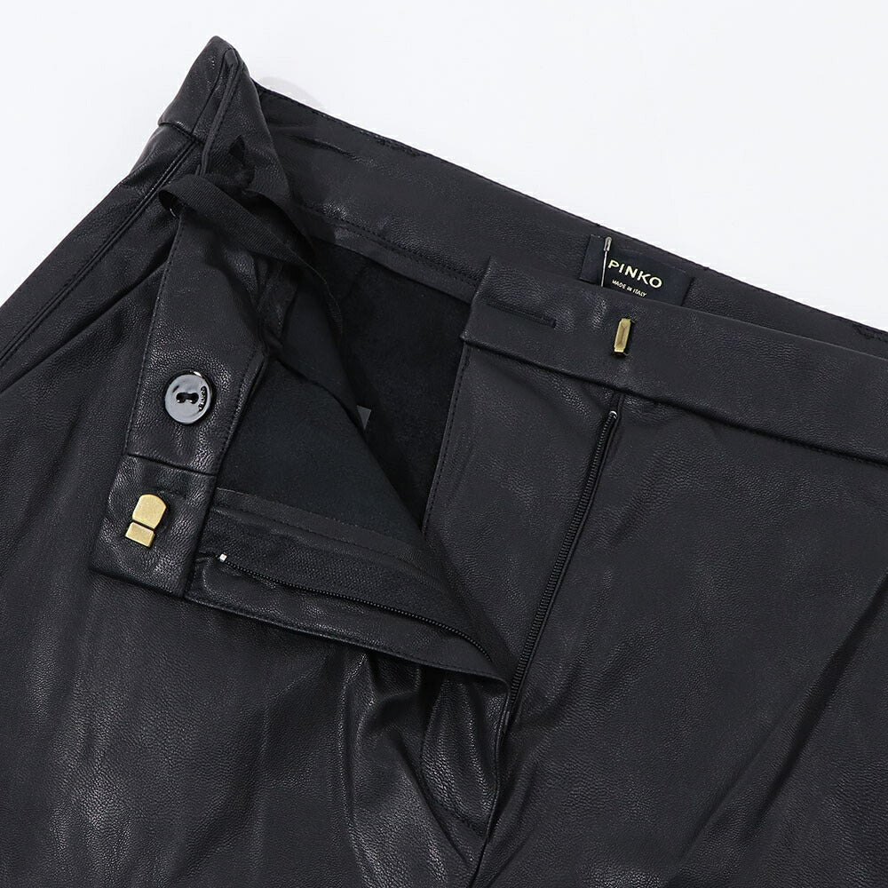 PINKO スカート ブラック ミディアム丈 レザー風 合皮 1G18K7-7105