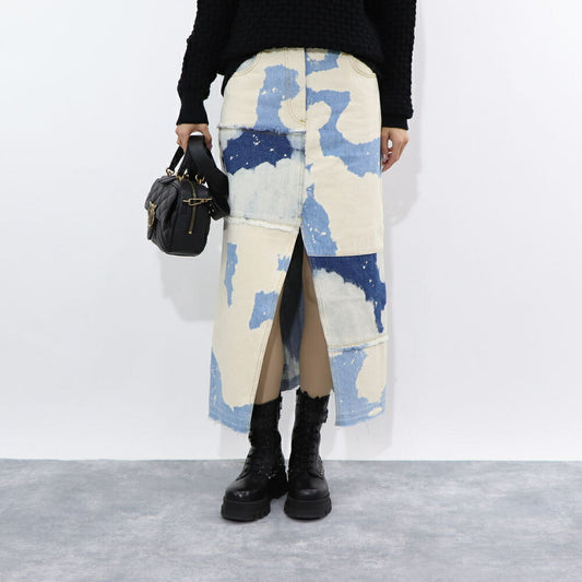 PINKO ブルー ロングスカート デニムスカート スパンコール 1J10VA-Y653