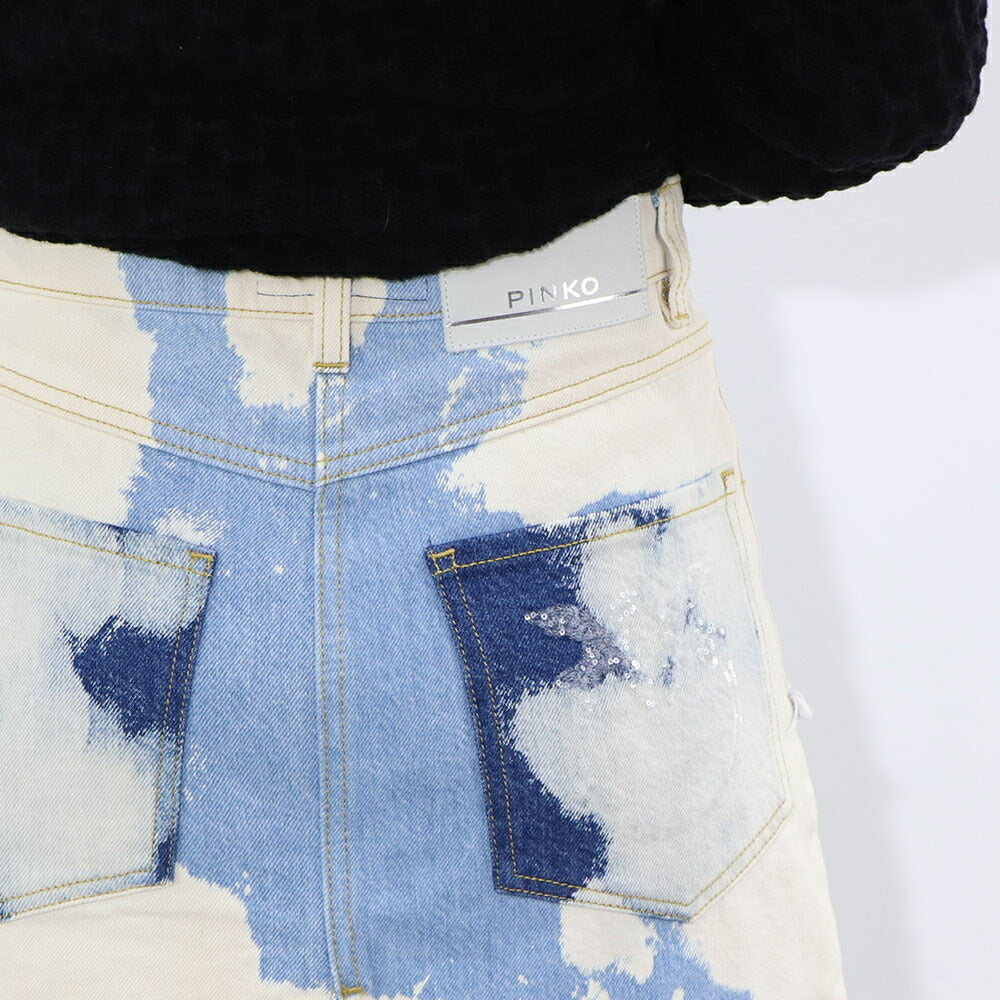 PINKO ブルー ロングスカート デニムスカート スパンコール 1J10VA-Y653