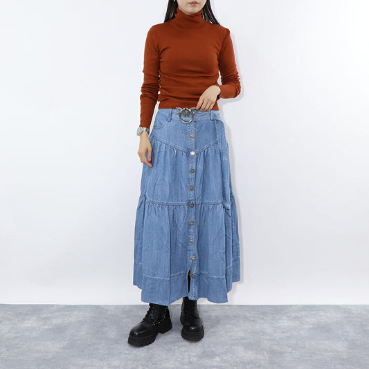 PINKO ブルー デニムスカート ロング マキシ丈 1J10WL-Y82G