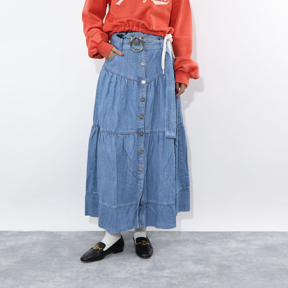 PINKO ブルー デニムスカート ロング マキシ丈 1J10WL-Y82G