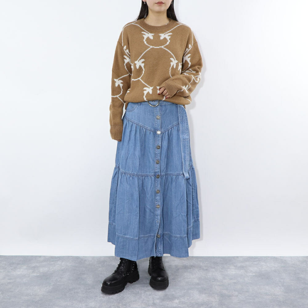 PINKO ブルー デニムスカート ロング マキシ丈 1J10WL-Y82G