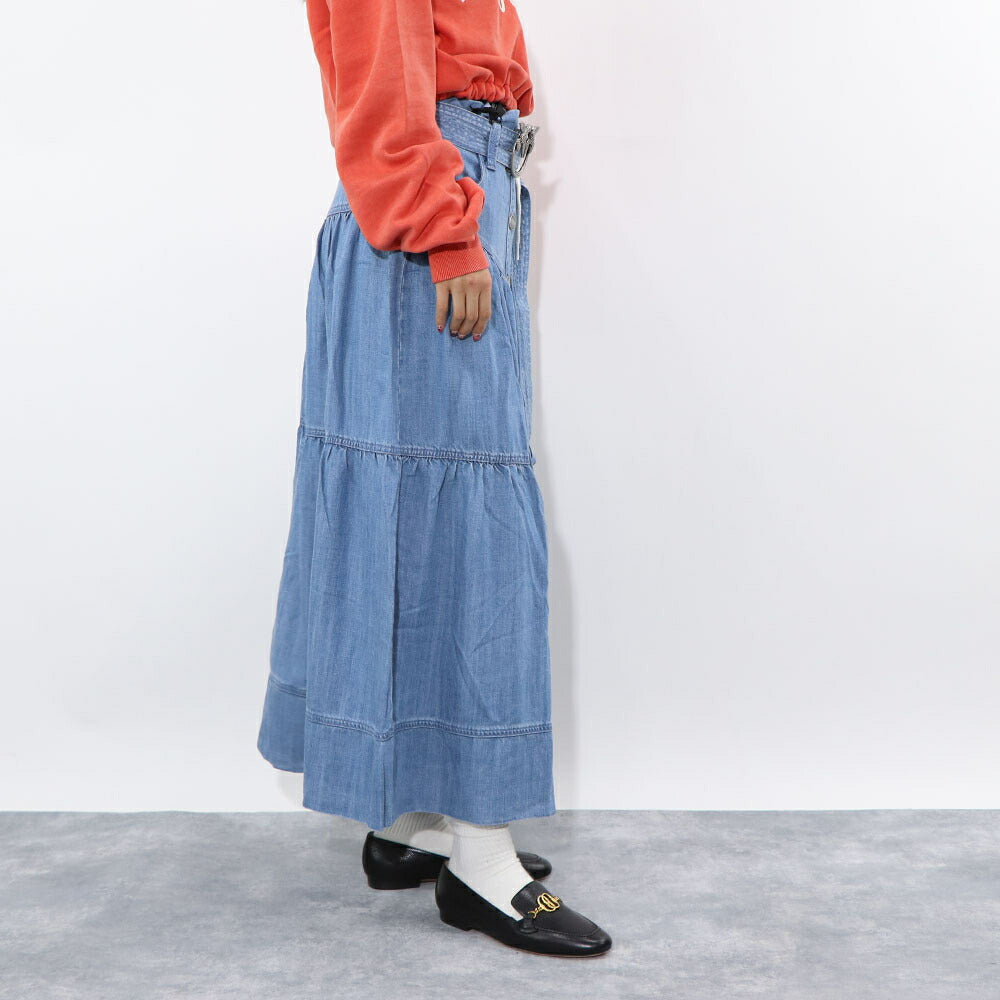 PINKO ブルー デニムスカート ロング マキシ丈 1J10WL-Y82G