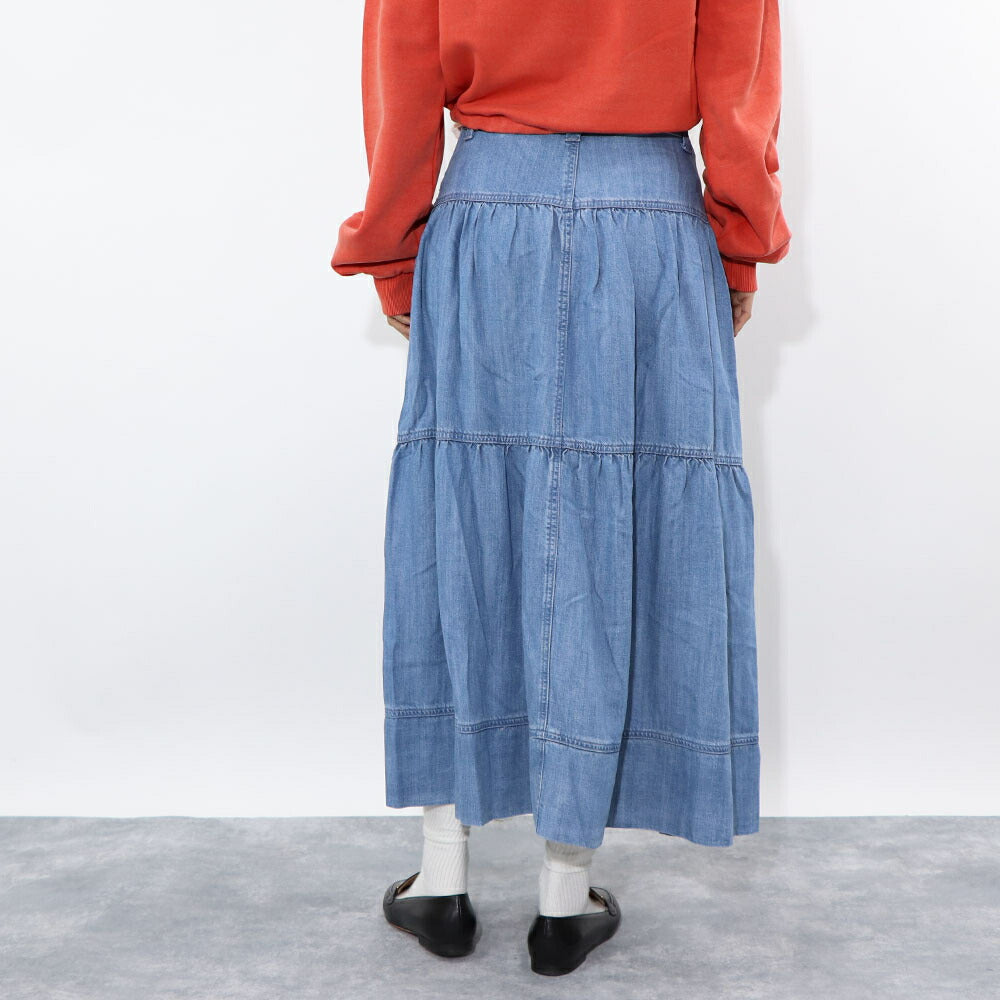 PINKO ブルー デニムスカート ロング マキシ丈 1J10WL-Y82G