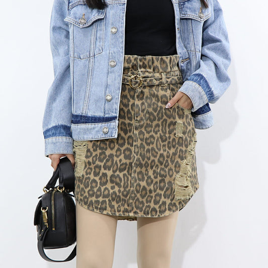 PINKO ブラウン レオパード柄 ヒョウ柄 ミニスカート 1J10X5-Y84J