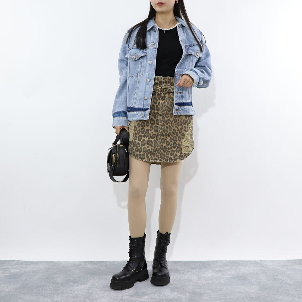 PINKO ブラウン レオパード柄 ヒョウ柄 ミニスカート 1J10X5-Y84J