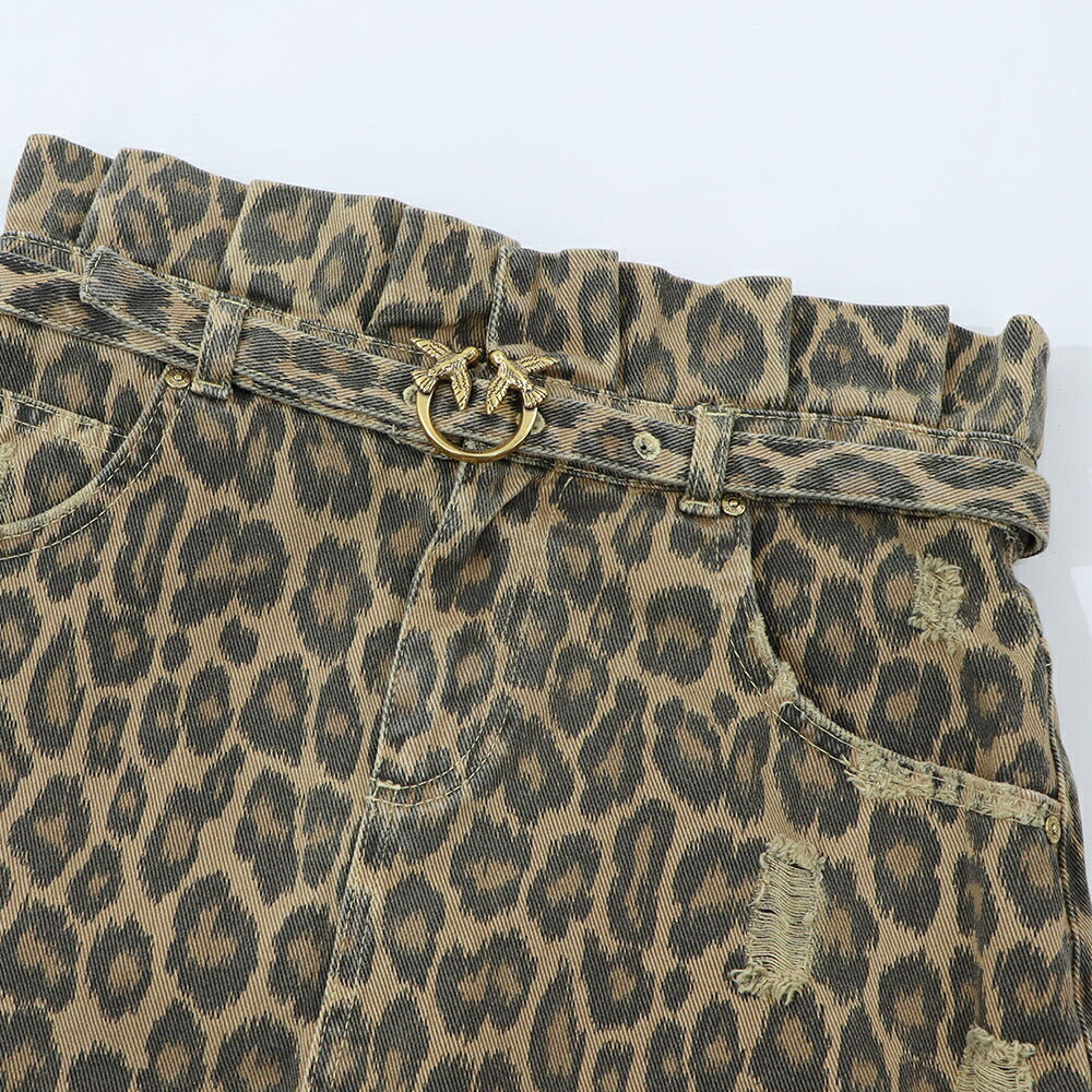 PINKO ブラウン レオパード柄 ヒョウ柄 ミニスカート 1J10X5-Y84J