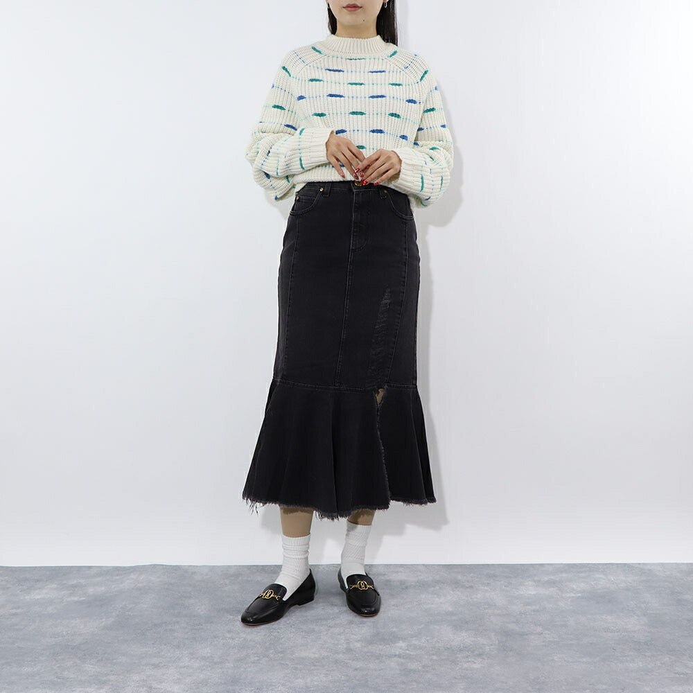 PINKO グレー デニムスカート フリル ロングスカート 1J110C-A09H