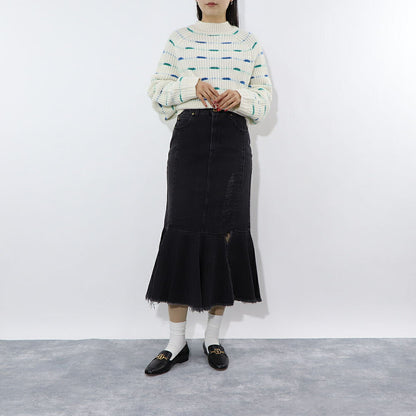 PINKO グレー デニムスカート フリル ロングスカート 1J110C-A09H