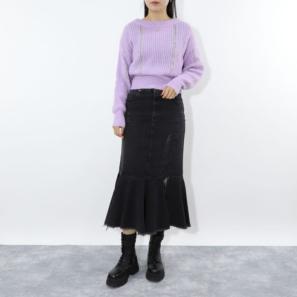PINKO グレー デニムスカート フリル ロングスカート 1J110C-A09H