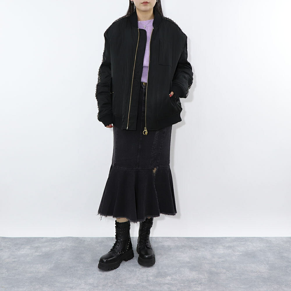 PINKO グレー デニムスカート フリル ロングスカート 1J110C-A09H