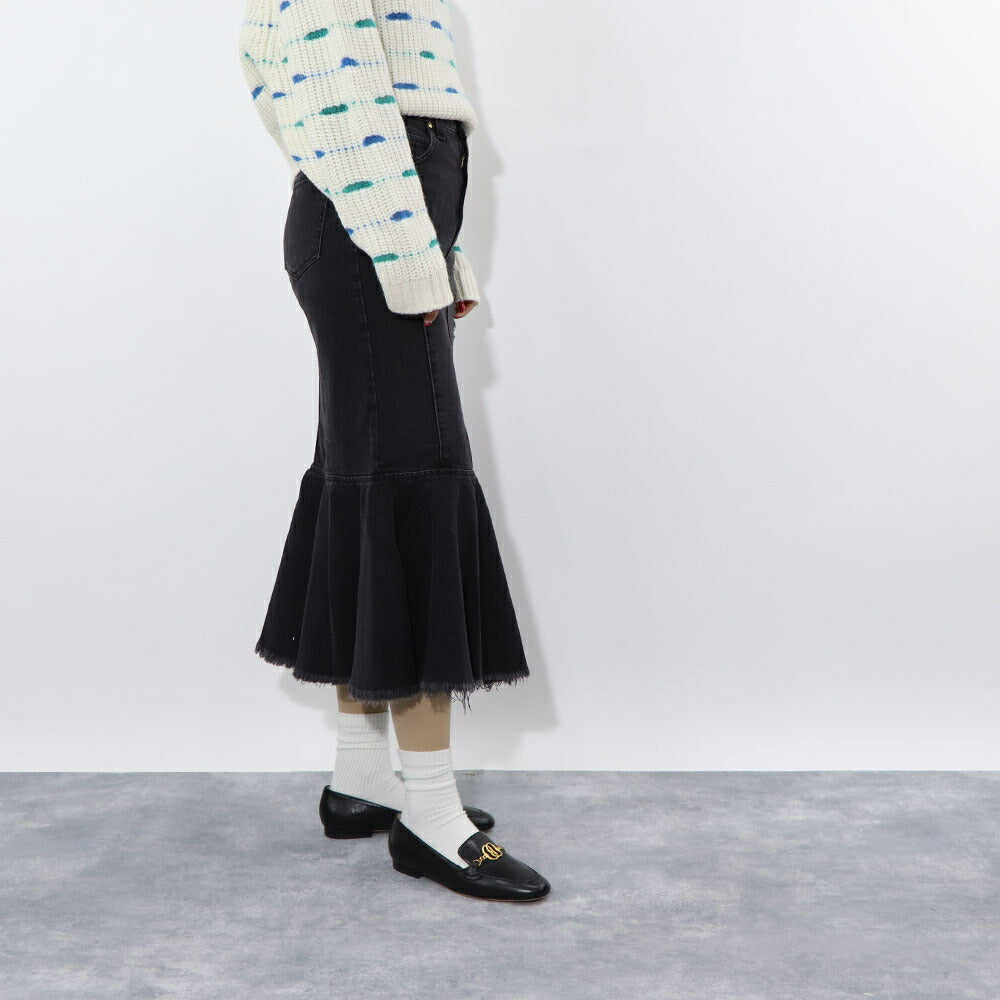 PINKO グレー デニムスカート フリル ロングスカート 1J110C-A09H