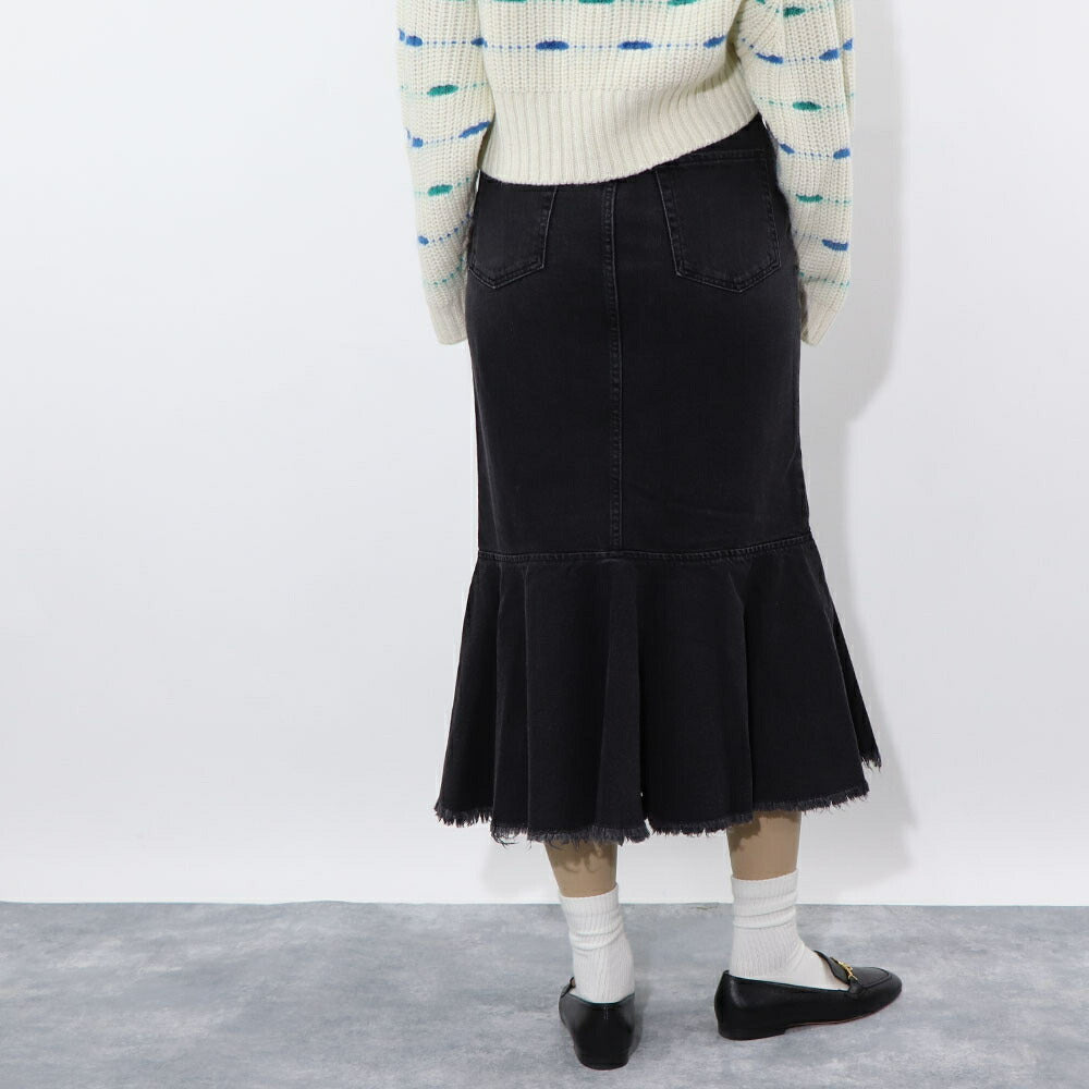 PINKO グレー デニムスカート フリル ロングスカート 1J110C-A09H