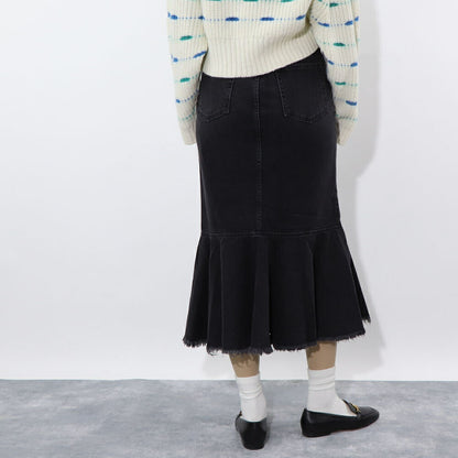 PINKO グレー デニムスカート フリル ロングスカート 1J110C-A09H