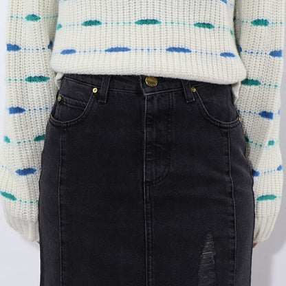 PINKO グレー デニムスカート フリル ロングスカート 1J110C-A09H