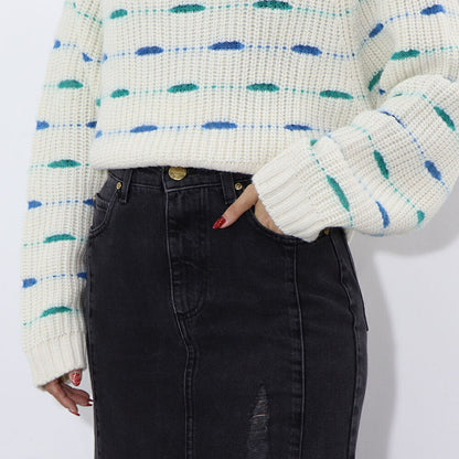 PINKO グレー デニムスカート フリル ロングスカート 1J110C-A09H