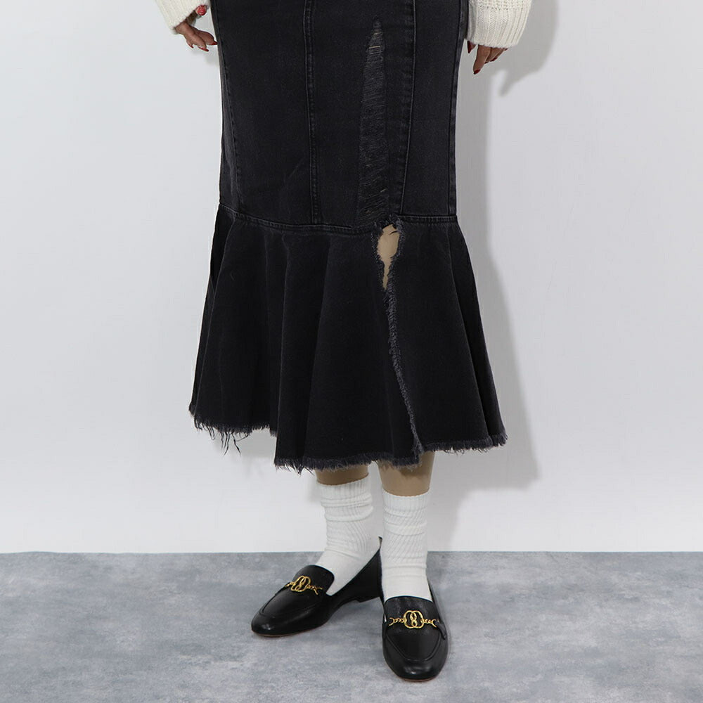 PINKO グレー デニムスカート フリル ロングスカート 1J110C-A09H