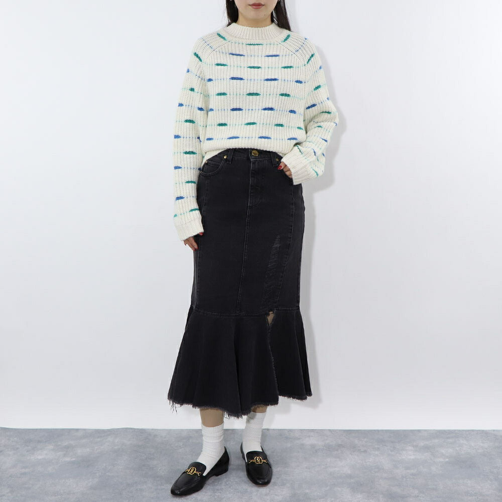 PINKO グレー デニムスカート フリル ロングスカート 1J110C-A09H