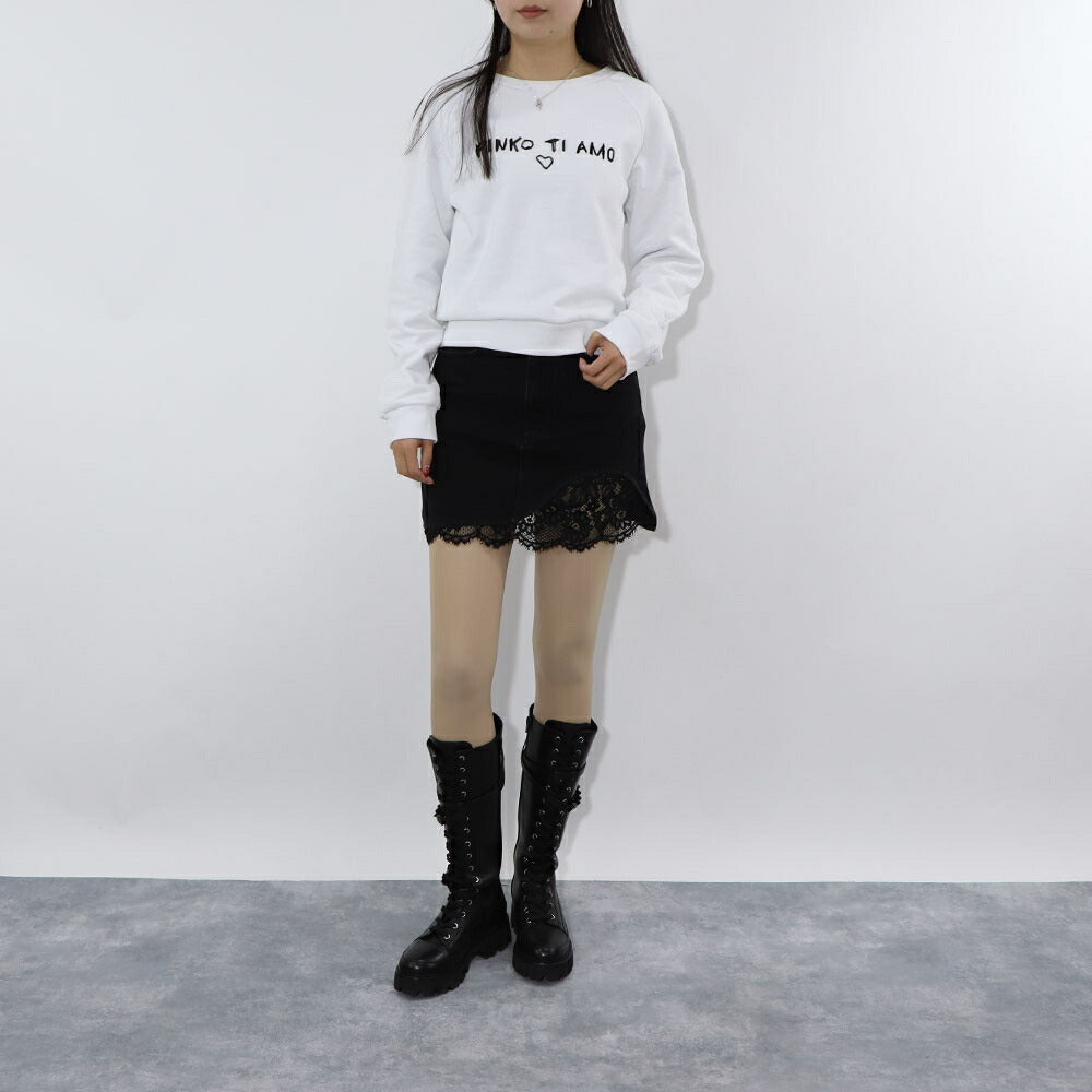 PINKO ブラック デニムスカート ミニスカート レース 1J112T-A0CO