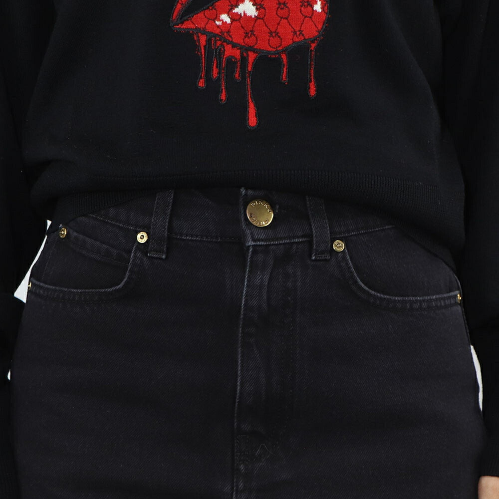 PINKO ブラック デニムスカート ミニスカート レース 1J112T-A0CO