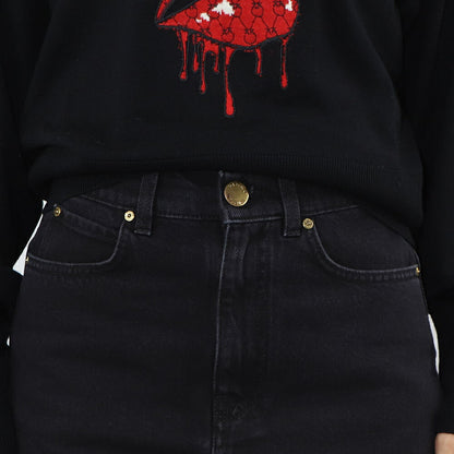 PINKO ブラック デニムスカート ミニスカート レース 1J112T-A0CO