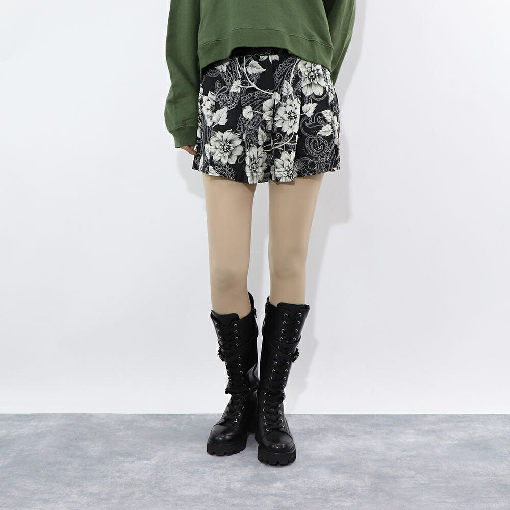 PINKO ショートパンツ ブラック 花柄 モノクロ 1Q10C3-A01E